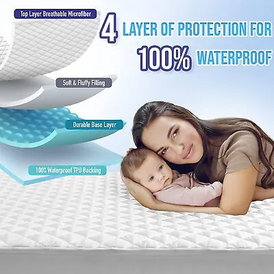 £14.97 • Buy Waterproof Quilted Matress Protector Topper Fitted Bed Cover Extra Deep All Size