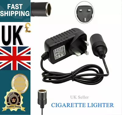 240V Mains Plug To 12V Socket Adapter Converter Car Cigarette Lighter AC/DC UK • £6.95