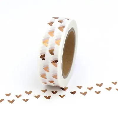 $5.50 • Buy Washi Tape Rose Gold Foil Hearts Gilded Copper Valentines 15mm X 10m