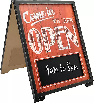 A-Frame Open/Closed Sign W Chalkboard Rustic Easy To Mount Informative Business  • $60.03