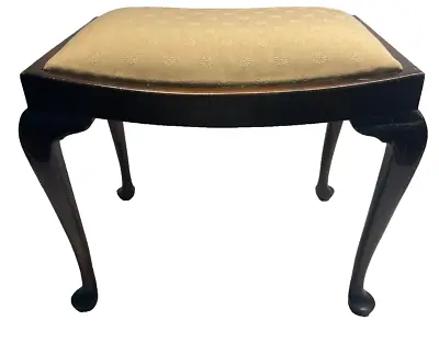 Antique English Wood Vanity Stool With Queen Anne Legs • £41.85