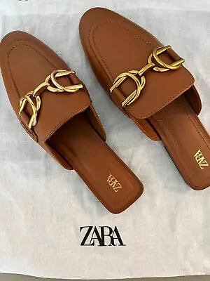 Zara Buckled Leather Mule Loafers • $69