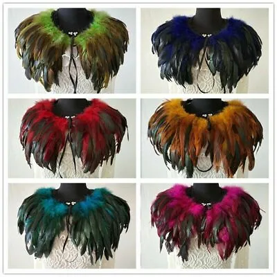 Tasseled Faux Feather Shawl Cape Wrap Collar Handmade Fringe Costume Cosplay Bar • $27.45