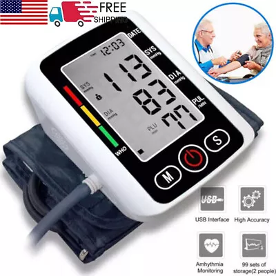 Digital Automatic Blood Pressure Monitor Upper Arm Smart BP Machine Large Cuff • $14.95