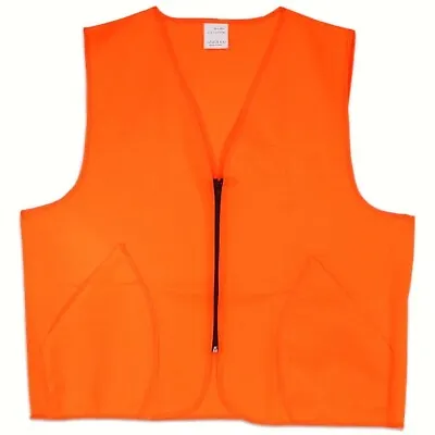$11.75 • Buy Men's Hunting Safety Vest Blaze Orange Zippered Front 2 Large Pocket Size Choice