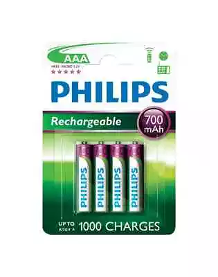 Philips High Capacity Pack Of 4 Rechargeable Reusable AAA Battery Batteries  • £6.79