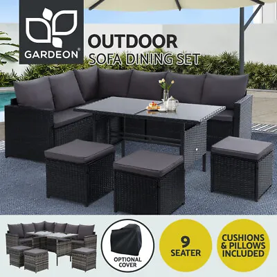 $836.96 • Buy Gardeon Outdoor Dining Set Lounge Setting Patio Furniture Wicker Garden Sofa