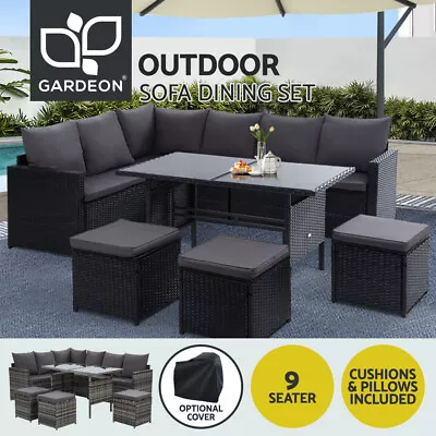 $703.95 • Buy Gardeon Outdoor Dining Set Lounge Setting Patio Furniture Wicker Garden Sofa