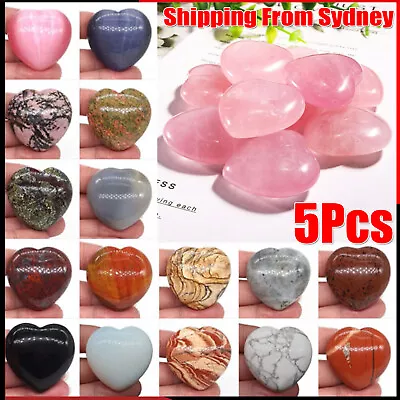 5/10X Heart Shape Crystal Gemstones Pendant Natural Quartz Chakra Healing Stone • $6.99