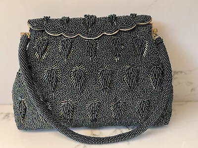 Vintage Beaded Evening Handbag Purse Hong Kong Gold Accents • $38.95