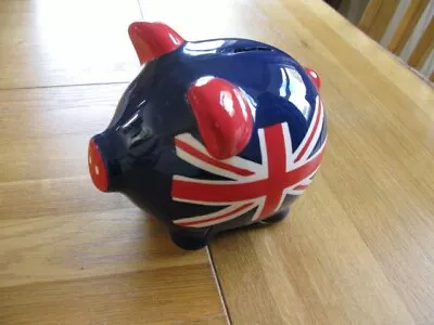 Ceramic Union Jack  Percy Pig  Money Box : M&s Ltd Edition 2009 • £5