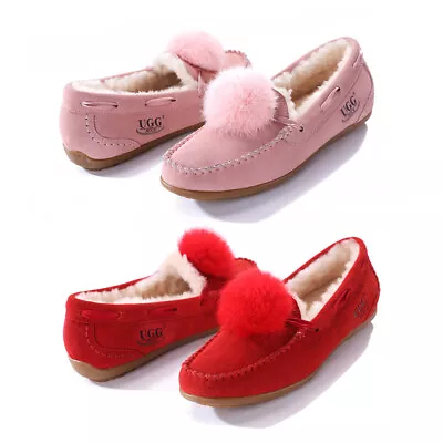 UGG Moccasins Genuine Sheepskin Wool Lining Womens Loafer Flat Slippers Non-slip • $35.99