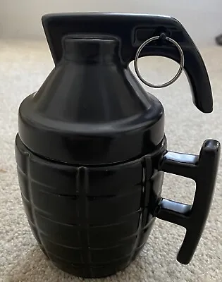 Black Grenade Style Ceramic Coffee Mug Cup With Lid Military • $14.46