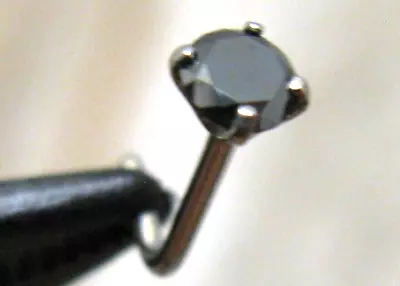 3mm .11ct 100% REAL BLACK DIAMOND NOSE RING  L  SHAPE  CERT FREE DIA TESTER • $230