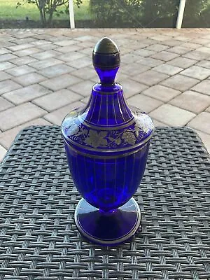 Vintage Cobolt Blue Apothecary Style Covered Candy Jar • $29