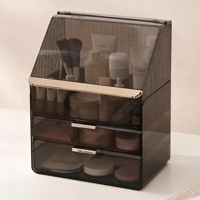 Makeup Organiser Storage X-Large Acrylic Skincare Organiser Dustproof Black • £29.99