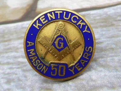 Vtg Kentucky A Mason Masonic Member 50 Years Gold Filled GF Tie Tack Lapel Pin • $6.99