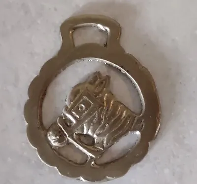 Vintage Brass Horse In Bridle Medallion Draft Horse In Blinders Large  • $9.75