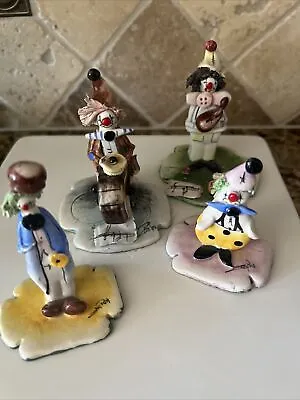 Zampiva Vintage Lot Of 4 Ceramic Clowns Signed Italy Rare! Music • $29.95