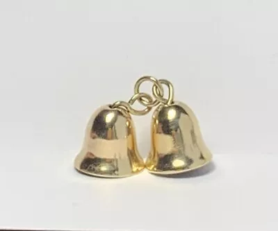 9ct  Gold Pair Of Church Bells Charm 1.2g Pendant 375 9k Yellow • £45