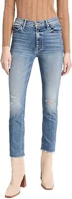  Mother The Mid Rise Dazzler Ankle Fray Straight Jeans In Going In Circles Sz 27 • $49.99