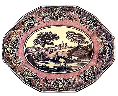 LG Daher Decorated Ware Purple Blue 11101 Metal Serving Tray England Countryside • $49.92