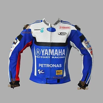 Yamaha Motorbike Racing Armor Protected Leather Jacket MotoGp Motorcyle Jacket • $185