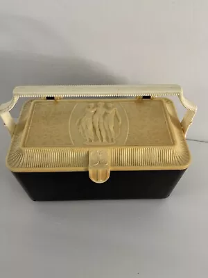 Retro 70s Merle Norman Hard Makeup Case Clasp Handles Greek Goddess FREE SHIP • $54.35