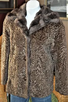 Vintage Faux Persian Lamb Brown Coat Size 7/8 Small Medium • $49.99