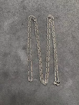 2.4g Vintage Sterling Silver 925 Figaro Chain 24” Jewelry Lot D • $4