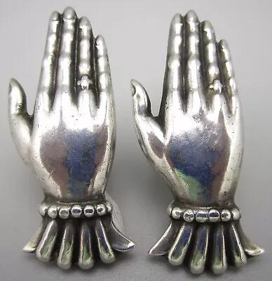 Beautiful Scarce Los Castillo Mexican Sterling Silver Hand Earrings • $125