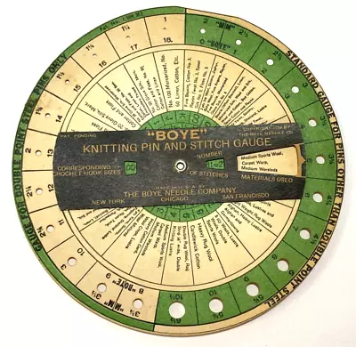 Vintage 1933 Boye Knitting Pin (needle) & Stitch Gauge Wheel • $9.99