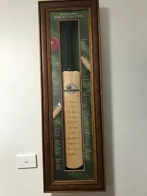 $1125 • Buy Australian Cricket Masters Hand Signed Bat Mounted & Framed Richie Benaud & More