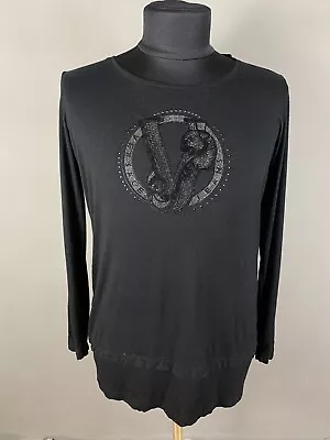 Versace Jeans Mens Sweaters Long Sleeve Logo Italy Black Size 12 • $40