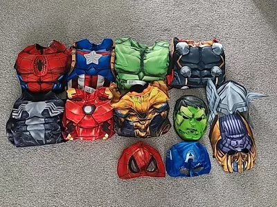 7x Kids Marvel Superhero Costumes. Age 2-3 / 3-4. With Masks And Accessories • £30