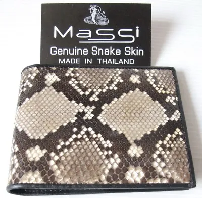 Genuine Real Anaconda Snake Skin Leather Man Bifold Natural Wallet • $37.99