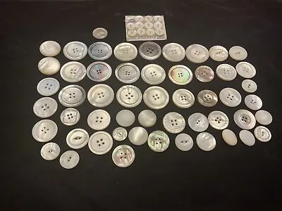 LOT Of 50 VINTAGE MOP OLD BUTTONS ABALONE MOTHER OF PEARL -MANY SIZES- • $19.99
