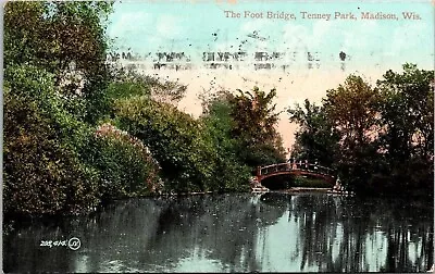 Foot Bridge Tenney Park Madison Wisconsin WI Antique Postcard PM Clean Cancel  • $2.75