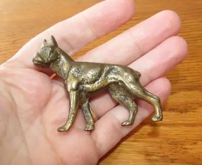 Vintage Brass Boston Terrier Bulldog Miniature Figurine Paperweight • $8