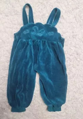 Vintage  H&M Baby Girls Overalls  Velour  Royal 6-9 Months Made In DENMARK  • $19.99