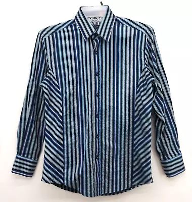 Zagiri Shirt Mens Size S Button Down Long Sleeve Blue White Stripe • $20.32