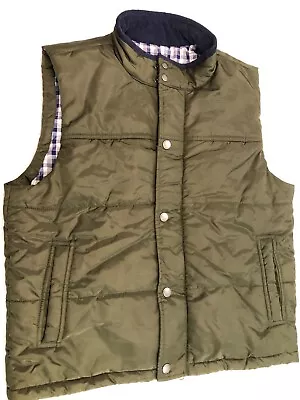 Brooks Brothers 346 Puffer Vest Mens L Large Green Quilted Corduroy Collar • $34.97