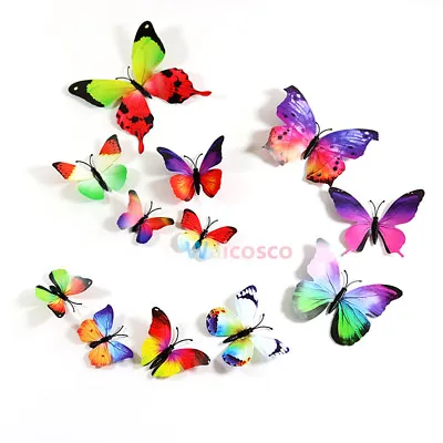 12 Pcs 3D Butterfly Wall Stickers Art Decal Home Room Decorations Decor Kids G/S • £3.40