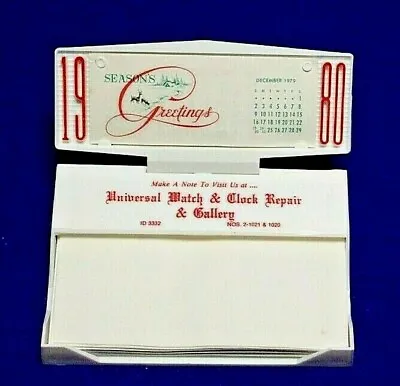 Vintage 1980 Universal Watch & Clock Repair & Gallery Memo Pad Desk Calendar • $8.95