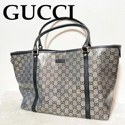 Vintage Gucci GG Crystal PVC Shima Semi-Shoulder Tote Bag In Gray - Beautiful • $210