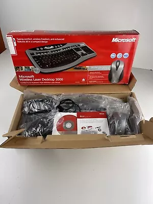 Microsoft Wireless Laser Desktop 3000 Curved Keyboard & Mouse In Box • $39.99