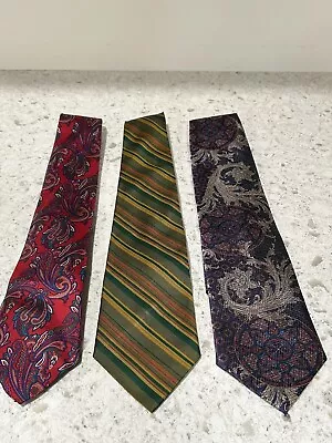 Lot Of 3 Vintage Looking Men's Neckties 70's Green Gold Stripes And 80's Paisley • $8.99