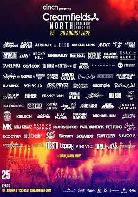 £5.99 • Buy CREAMFIELDS NORTH 2022 Festival Print Event Poster Promo Bands Acts Line Up DJs