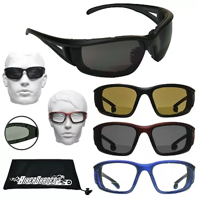 Motorcycle Safety Bifocal Sunglasses Readers Foam Padded Men Z87 Wind Resistant  • $17.99