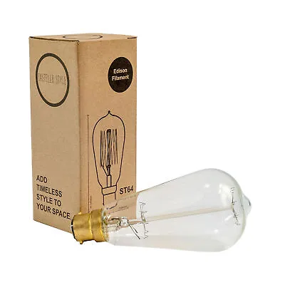 £3.79 • Buy Castello Style Vintage Edison Light Bulb 40w BC B22 Pear Shape Gold Tint